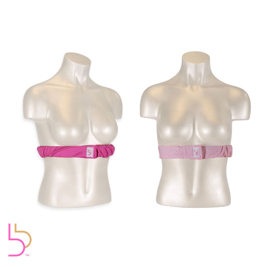 Two Bougie Boobie Bands shown on mannequins in different pink colors